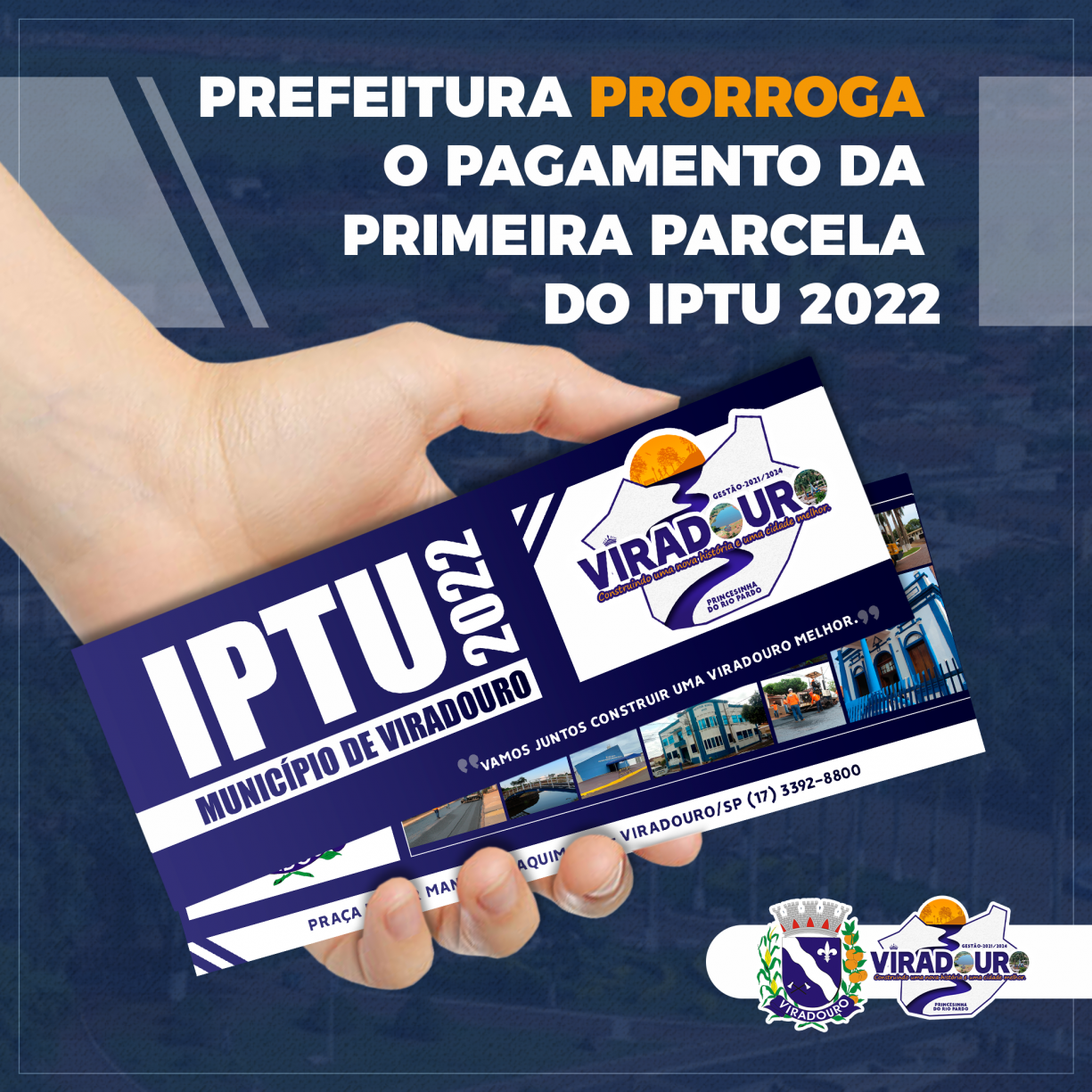 PREFEITURA PRORROGA VENCIMENTO DA PRIMEIRA PARCELA DO IPTU 2022