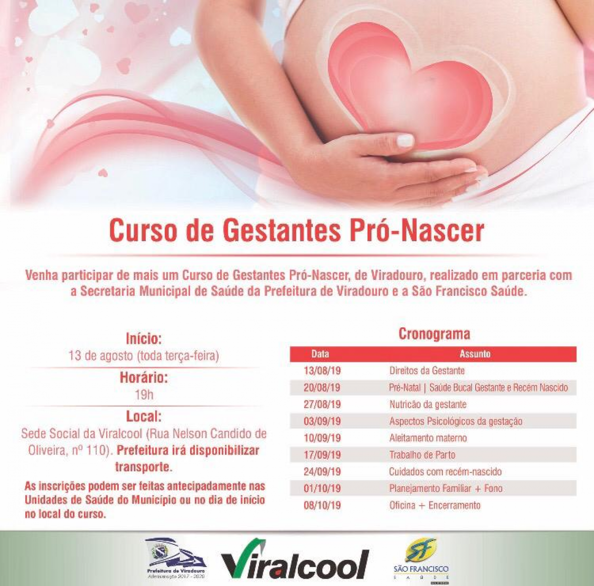Inscrição Curso de Gestantes Pró Nascer - 2º Semestre