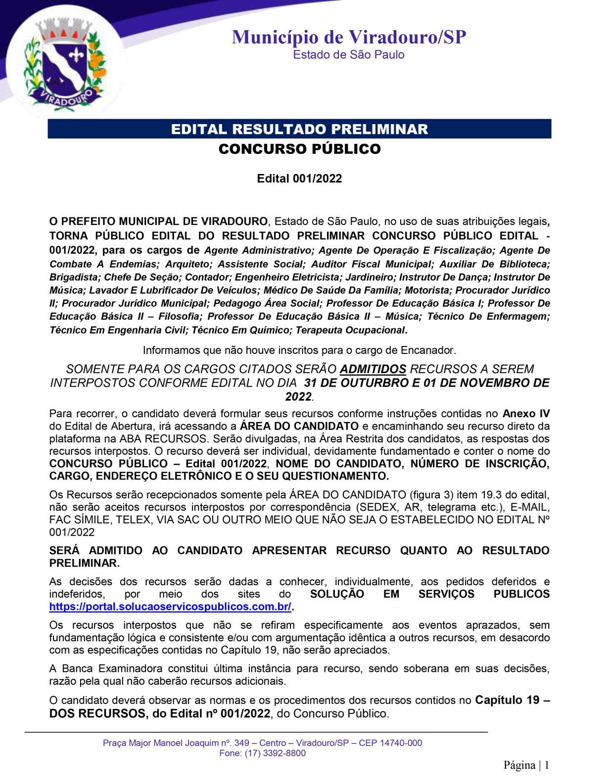EDITAL RESULTADO PRELIMINAR